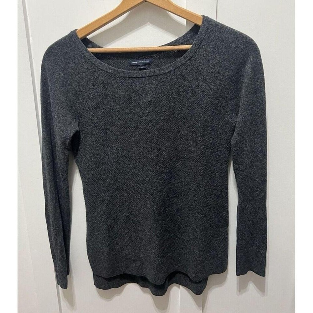 AMERICAN EAGLE Womens Size Small Soft Sexy Plush Black White Speckled Shirt Top